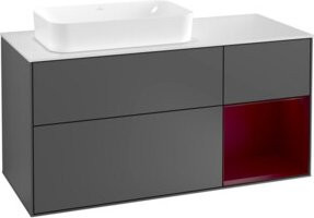 V&B Finion Waschtischunterschrank mit Wandbeleuchtung, Farbe Anthrazit Matt, Breite: 120 cm, Höhe: 50,1 cm, Tiefe: 50,1 cm - Bild 1