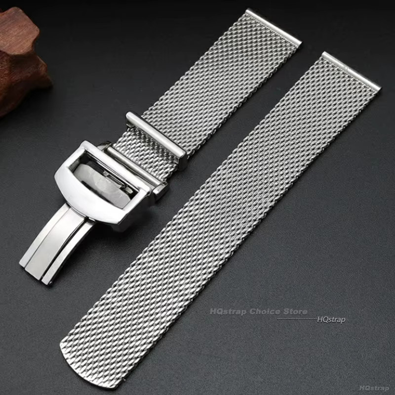 HQstrap Uhrenarmband Edelstahl, Milanese Mesh, Silber, Herren, 20 mm 22 mm - Bild 2