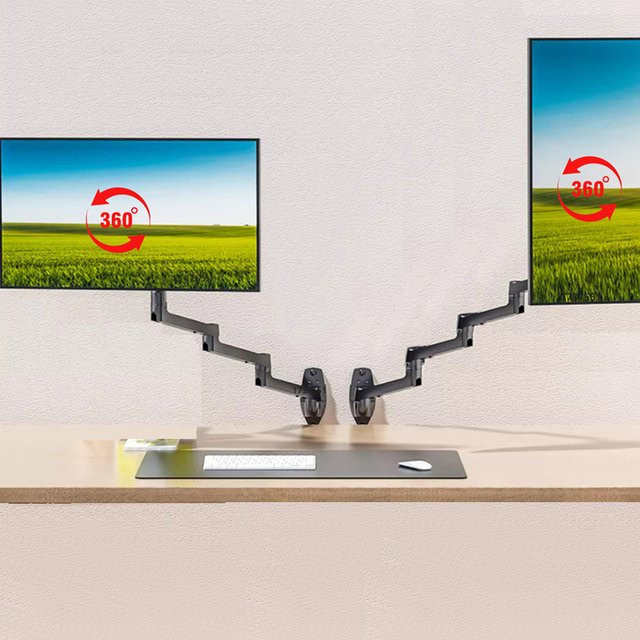 D-MOUNT 7014 Mechanische Feder-Monitorhalterung für 17-32 Zoll LCD-Monitore und TV, Wandhalterung mit langem Arm, Farbe: Silber, VESA 100x100 mm und 75x75 mm, Traglast 3-6 kg - Bild 1