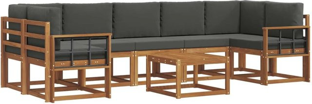 vidaXL Outdoor-Sofagarnitur L-Form aus Akazienholz mit 8 Kissen in Natur und Anthrazit - Bild 1