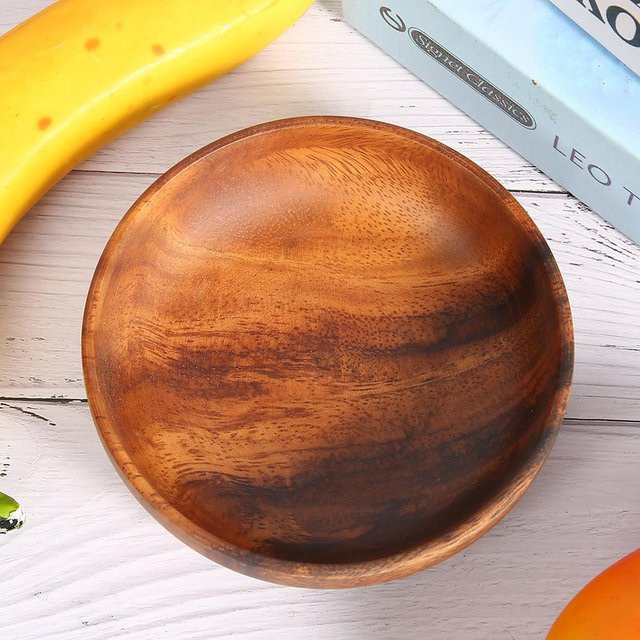 KaiSai Holzschale für Salat und Snacks, Orange/Braun, B/T/H: 17,5 x 12,0 x 4,0 cm - Bild 1