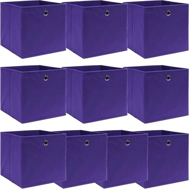 vidaXL Aufbewahrungsboxen aus Stoff, 10 Stück, Lila, B/T/H: 32 x 32 x 32 cm - Bild 1