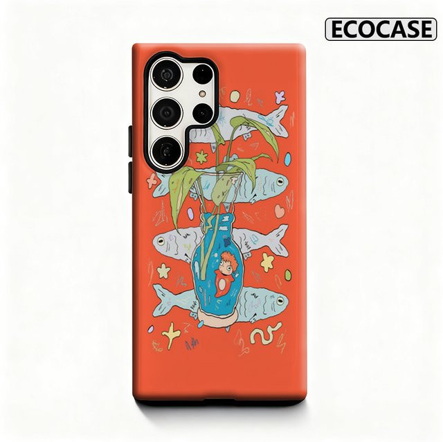Handyhülle mit Skurrilen Fischen und Vase für Samsung Galaxy S25 Ultra, S24 und S23 Ultra Plus mit glänzender doppellagiger Rückseite - Bild 1