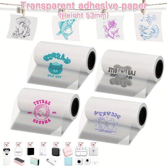 MrLabel Transparentes Klebepapier für Peripage A6 PhotoMemo Scrapbook und Tagebuch, Breite: 57 mm - Bild 1