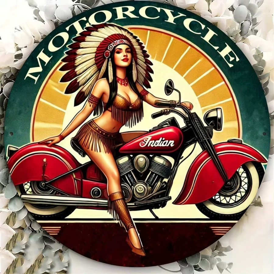 CIFBUY Retro Vintage Motorrad Blechschild aus Metall, quadratisch, Mehrfarbig, Breite: 20,32 cm, Höhe: 20,32 cm - Bild 2