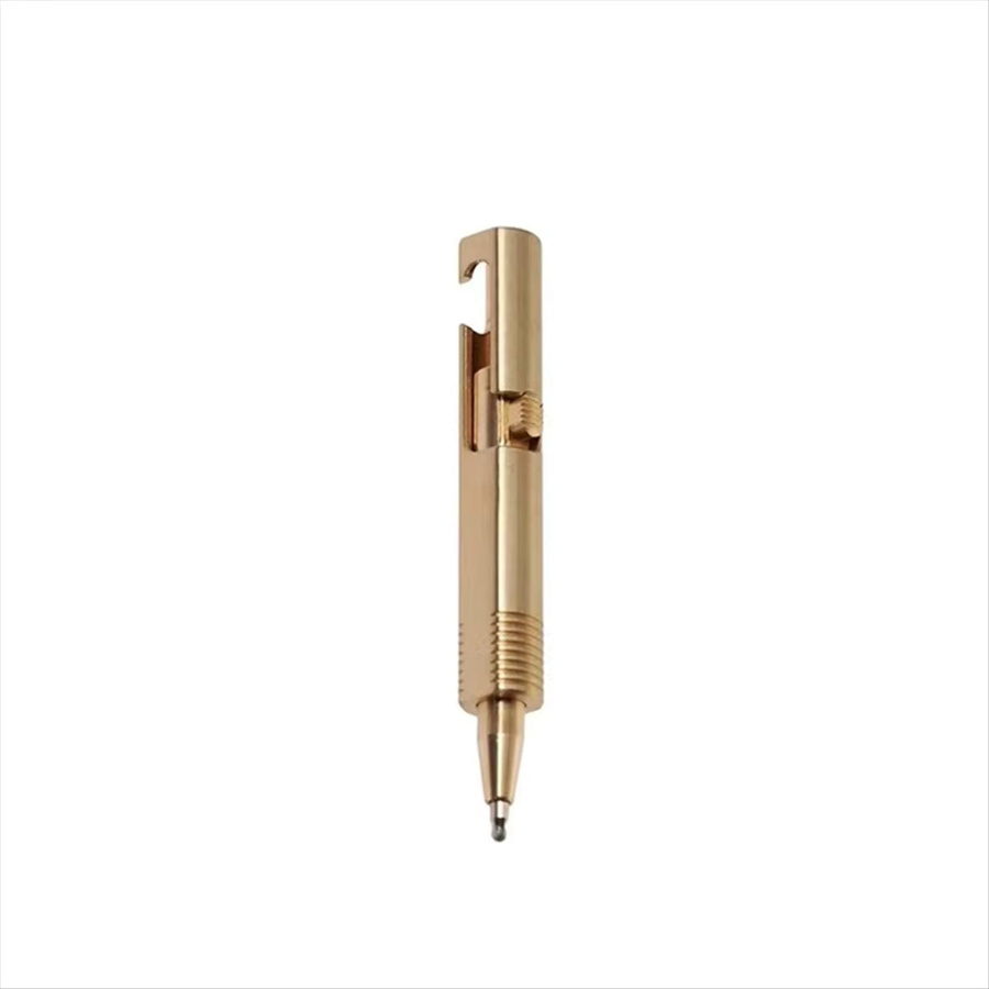 BAAY Kugelschreiber aus Messing in Gold mit Schnellverschluss und zylindrischem Design - Bild 2