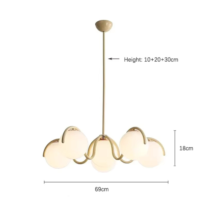 Moderne runde LED-Pendelleuchte von TAONUANSHU aus Glas und Metall in Weiß und Transparent für Wohnzimmer und Schlafzimmer - Bild 2