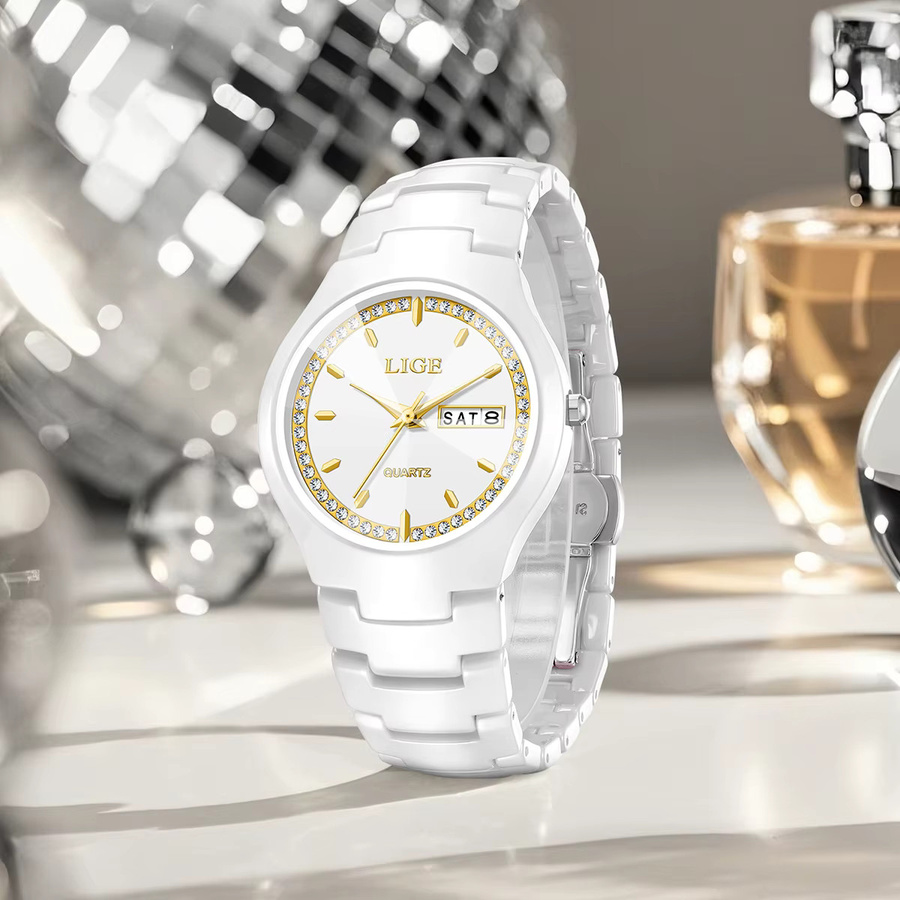 LIGE Armbanduhr Keramik, Quarz, Wochenkalender, Damen - Bild 3