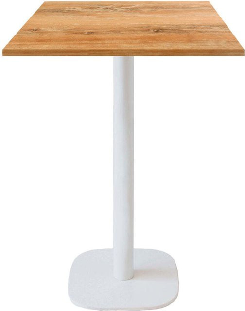 RestooTab Stehtisch Round quadratisch mit Eiche antik Platte und weißem Gestell B/T/H: 60 x 60 x 113 cm - Bild 1