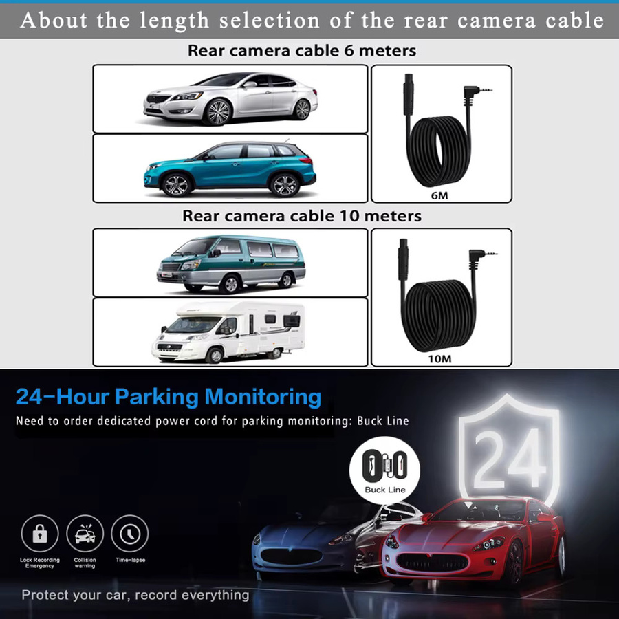 3-Kanal Dashcam mit 10 Zoll OLED-Display, Full HD Auflösung, WiFi und GPS, Rückspiegel Dashcam für dein Auto in Schwarz - Bild 5