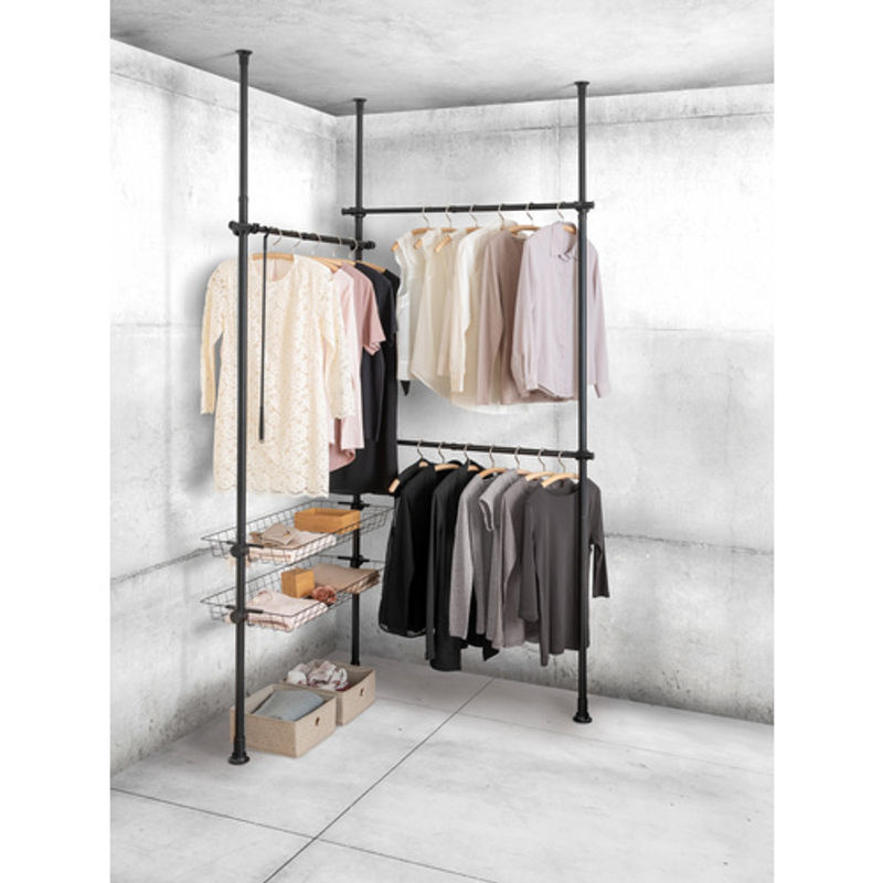 WENKO Teleskopstange in Schwarz, B/H/T: 164-215 x 165-300 x 38 cm - Bild 2