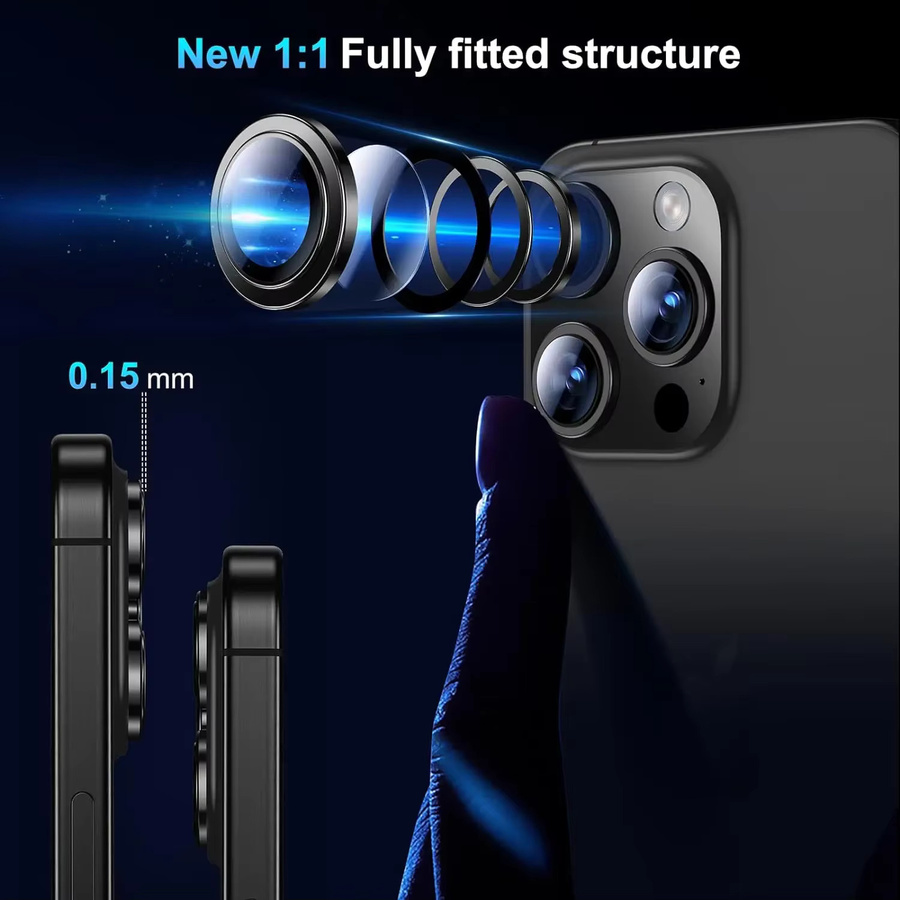 Gtey Titan Kameraobjektivschutz aus gehärtetem Glas für iPhone 13 bis 17 Pro Max in Grau, 2-3 Stück - Bild 3