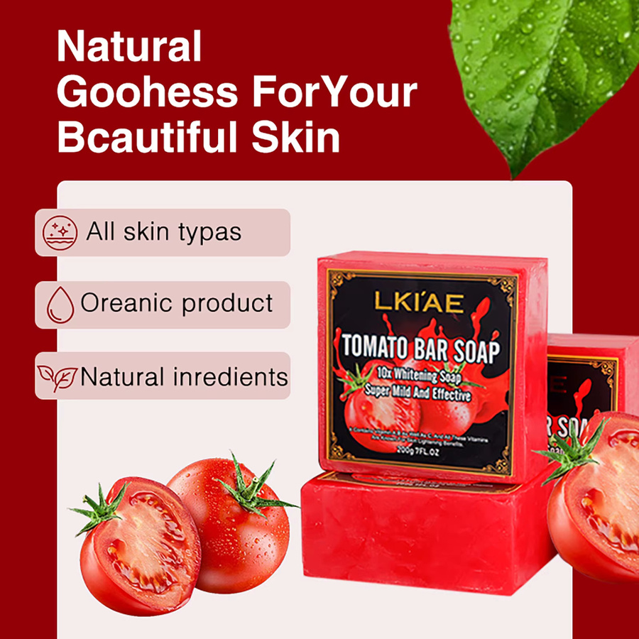 LKIAE Bio-Frucht-Tomaten-Bleaching-Seife, 200 g, Unisex - Bild 3