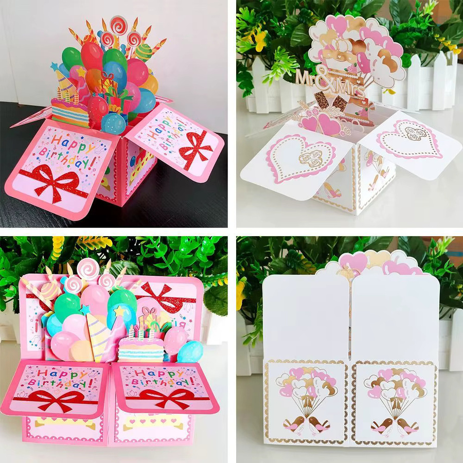 3D Pop-up Grußkarte mit Blumenstrauß als Geschenkkarte für Geburtstag oder Dankeschön, Mehrfarbig - Bild 2