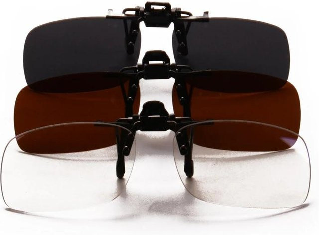 SHINU Polarisierte Sonnenbrille, Aufsteckbrille, Gelbe Gläser, Black, Herren, randlos, rectangular, stainless steel - Bild 1