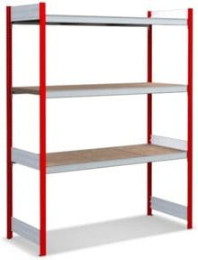 Bito Großfachregal-Set mit 3 Ebenen aus Spanplatte in Feuerrot, B/T/H: 156,2 x 62,4 x 200,0 cm - Bild 1