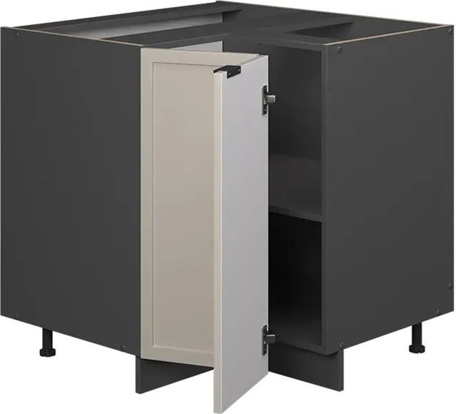 Vicco Eckunterschrank Fame-Line Küchen Eckschrank in GrauBeige mit Marmor-Optik und anthrazitfarbenem Korpus, Breite: 81 cm - Bild 1