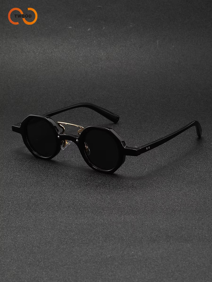 TWOOO Sonnenbrille, Unisex, Rund, Vollrand, Schwarz - Bild 3
