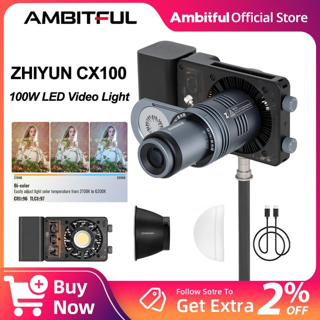 ZHIYUN CINEPEER CX100 100W Handheld LED COB Licht in Schwarz für Video und Fotografie - Bild 1