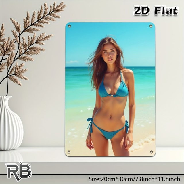 HELLOYOUNG Metallschild Wandkunst-Dekoration Sexy Bikini Girl in Mehrfarbig - Bild 1