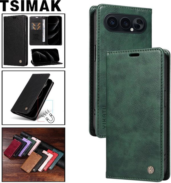 Leder Flip Wallet Case für Honor 500 Pro, 90 Lite, 9, 10, 20, 50, 70 Lite, 8S, 8A mit magnetischer Halterung in Blau und Grün - Bild 1