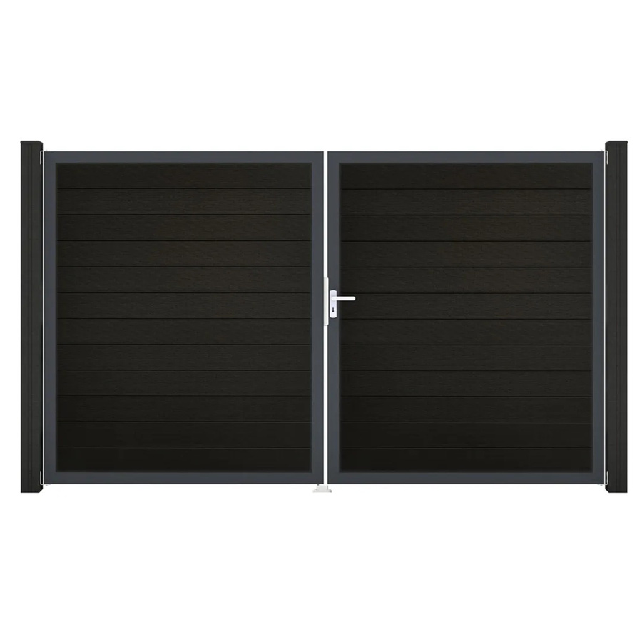 GroJa Solid Steckzaun Tor DIN Rechts DB Schwarz co-extrudiert aus Aluminium und WPC - Bild 2