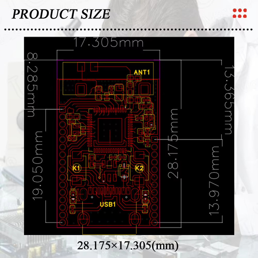 MINI ESP32-S3 Entwicklungsboard mit 8MB Flash, 2.4G WLAN und Bluetooth, Typ-C Anschluss, Schwarz - Bild 3