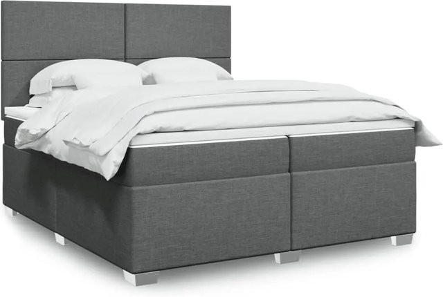 vidaXL Boxspringbett mit Matratze Dunkelgrau B/T: 200 x 200 cm mit USB-Anschluss und Unterbettbeleuchtung - Bild 1