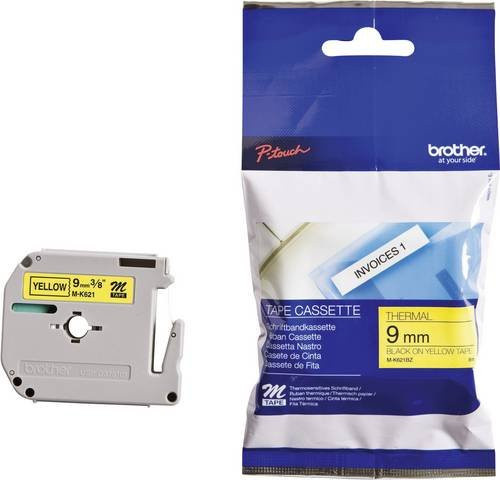 Brother P-touch Schriftband M-K 621 mit gelber Bandfarbe und schwarzer Schrift, Breite: 9 mm, Länge: 8 m - Bild 1