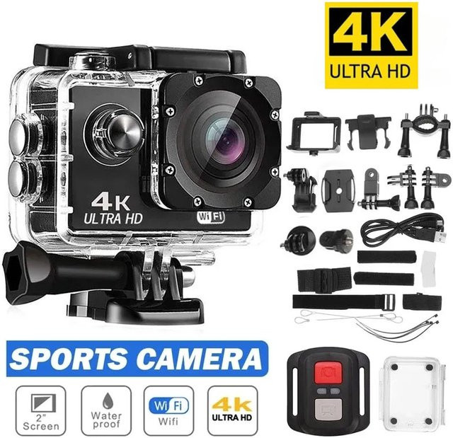 DIXSG Ultra HD 4K Action Kamera mit 2,4-Zoll-Bildschirm, WiFi und Fernbedienung, wasserdicht für Sport und Unterwasseraufnahmen - Bild 1