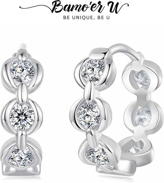 Bamoer U Creolen, 925 Sterlingsilber, Moissanit, Damen - Bild 1