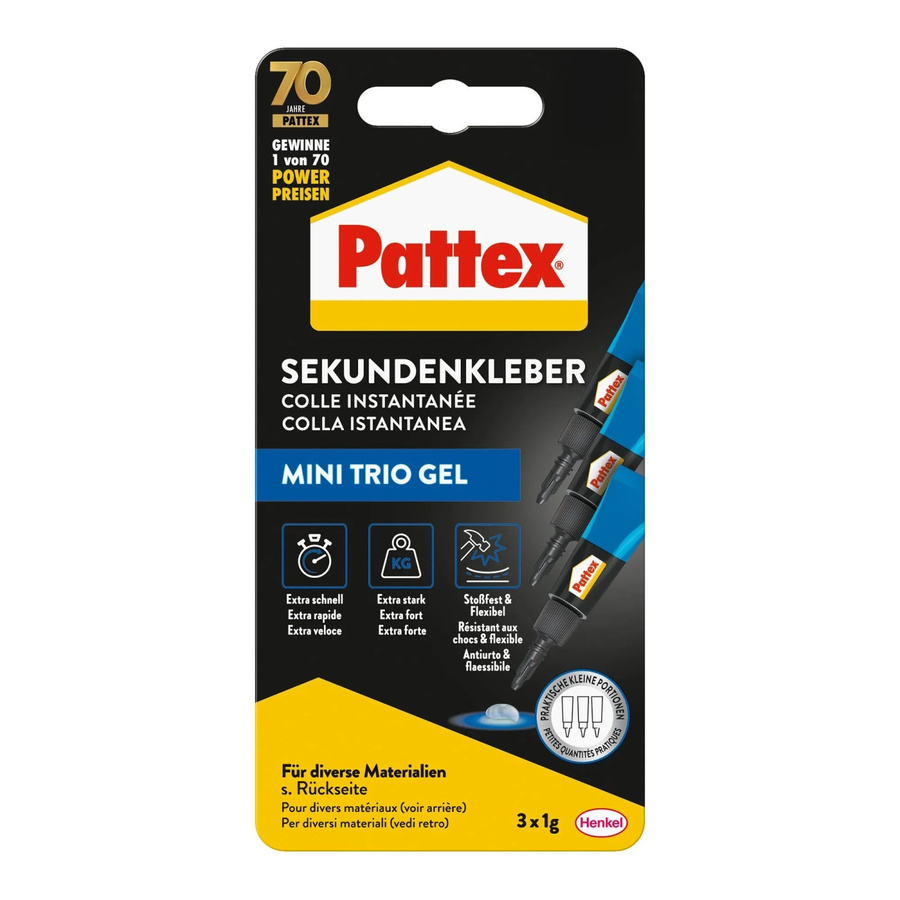Pattex Sekundenkleber Ultra Gel Mini Trio, transparent, 3 g - Bild 3
