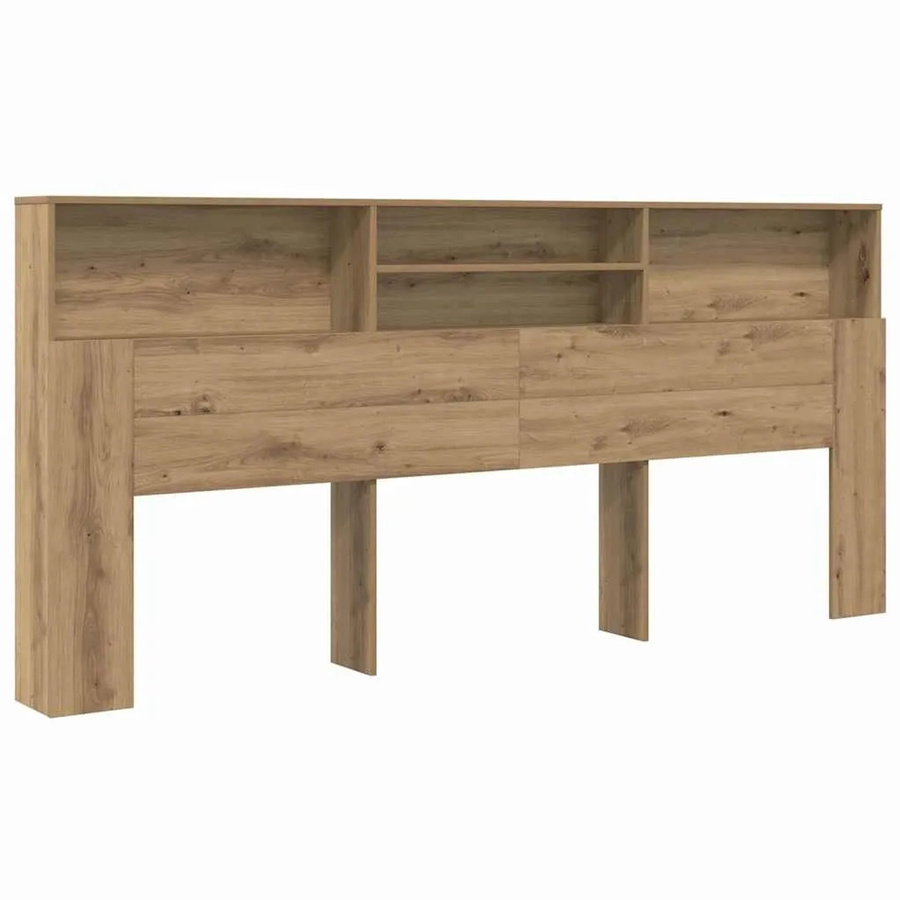 vidaXL Kopfteil mit integriertem Regal in Artisan-Eiche, Braun, B: 220 cm, T: 19 cm, H: 101,5 cm - Bild 2