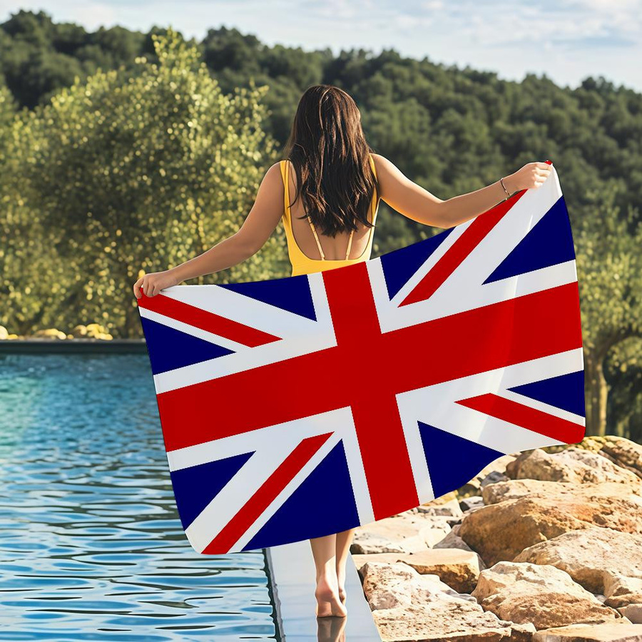 Schnelltrocknendes und saugfähiges Strandtuch mit UK England Flagge von JMG Household Supplies, Mehrfarbig, B: 40 cm, H: 70 cm - Bild 5