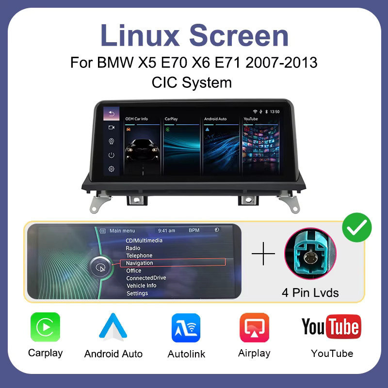AUTOTOP Wireless Car Multimedia Radio Player mit 10,25 Zoll Linux-Touchscreen für BMW X5 E70 X6 E71 CCC/CIC System 2007-2013 mit Android Auto, Airplay und Autolink in Schwarz - Bild 9