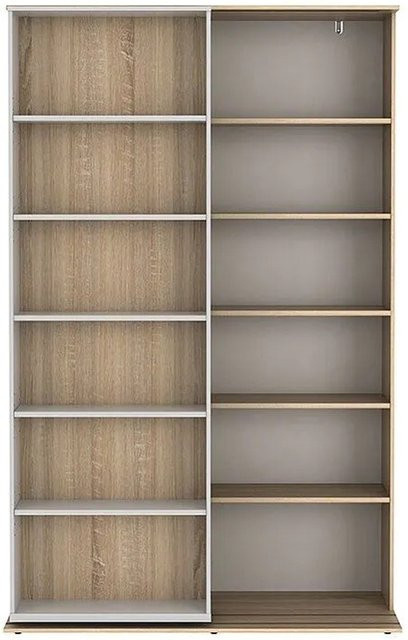 Vente-unique Bücherregal Prali in Eiche Natur und Weiß, H x B x T: 185,0 x 116,6 x 46,0 cm - Bild 1