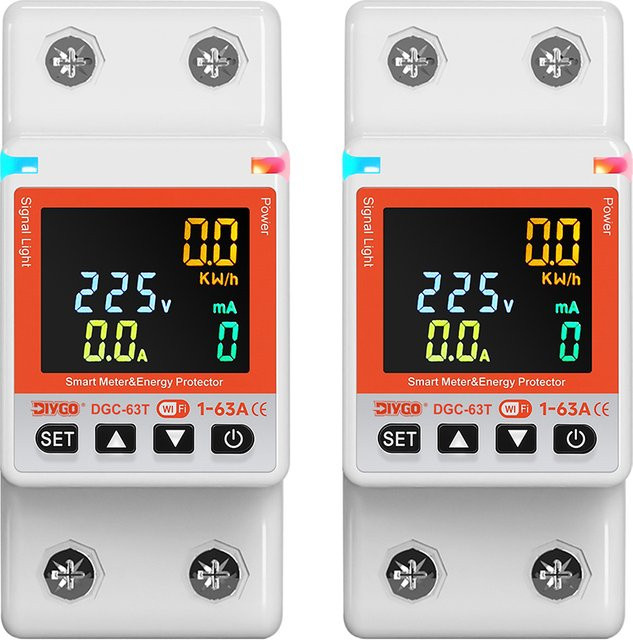 DIY GO TUYA WIFI Smartlife Leistungsschalter mit kWh-Messung und Schutzfunktionen, 1-63A, Weiß - Bild 1