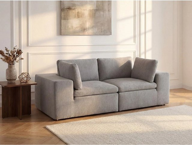 Modulierbares Sofa Cortoline von Vente-unique in Grau mit Stoffbezug, Breite: 224 cm - Bild 1