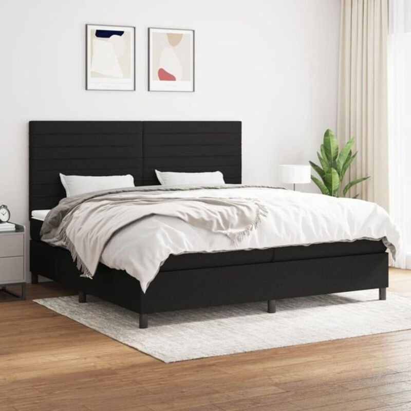 Vidaxl Boxspringbett mit Matratze aus Stoff in Schwarz B/T/H: 200 x 200 x 118 cm - Bild 1