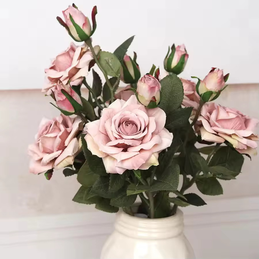 2 Stück Kahaul Künstliche Rosenzweige in Weiß und Rot für Retro-Dekorationen bei Hochzeit und Gartenparty - Bild 2