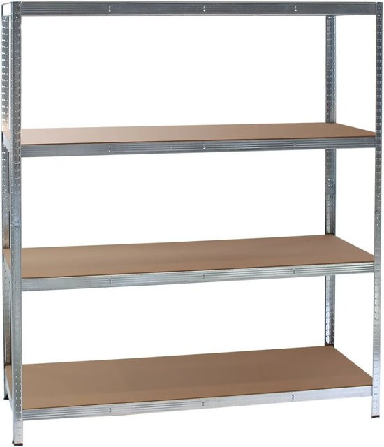Wiltec Schwerlastregal aus Metall und MDF in Silber, B/T/H: 160 x 60 x 180 cm - Bild 1
