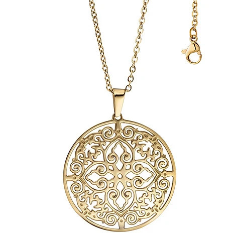 Colfem Collier Kette mit Anhänger, Edelstahl, goldfarben beschichtet, 46 cm - Bild 1