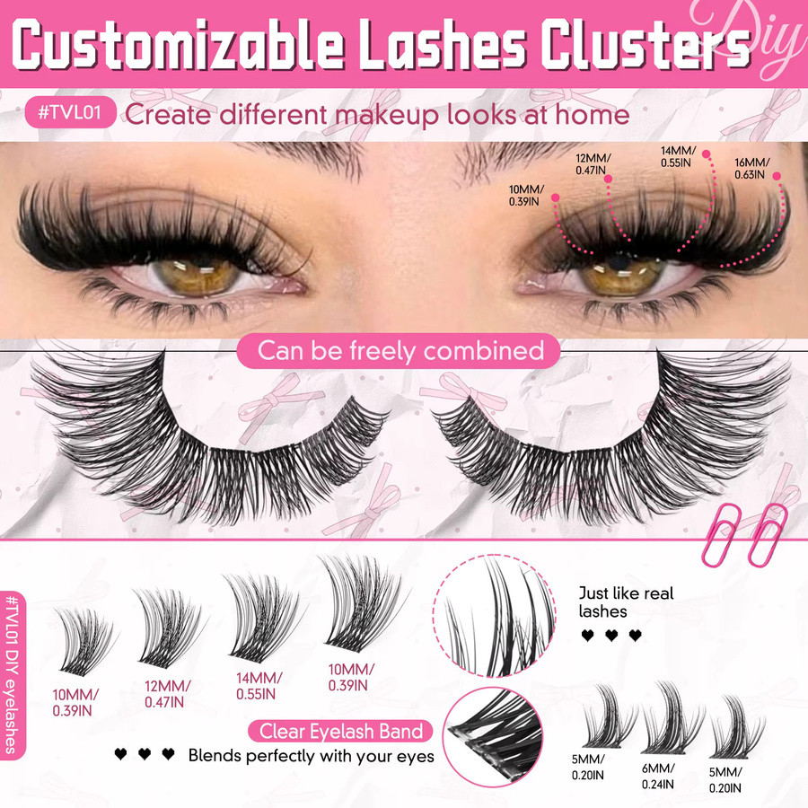 VELTRINAY Wimperncluster, natürlich, Unisex - Bild 4