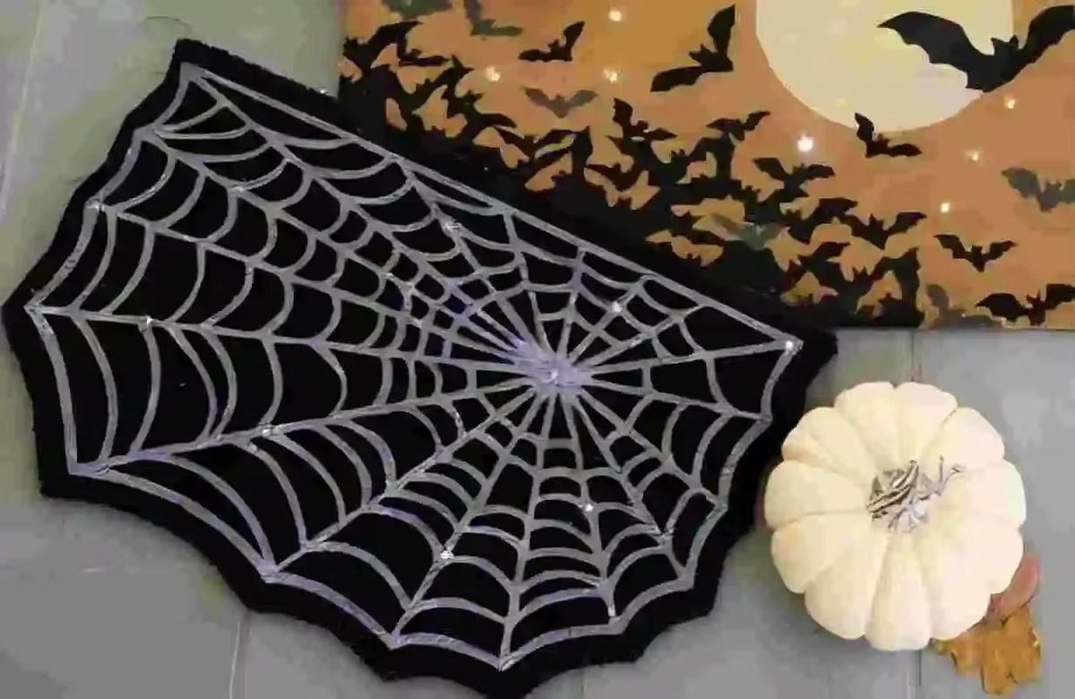 VIKAMA Spinnennetz-Teppich in Schwarz für Wohnzimmer und Halloween-Dekoration, B/T: 60 x 40 cm - Bild 3