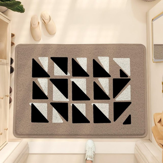Schmutzabweisende Nordische Fußmatte aus Polyester in Beige, Anti-Rutsch-Eingangstür-Matte, B/B: 45 x 75 cm - Bild 1