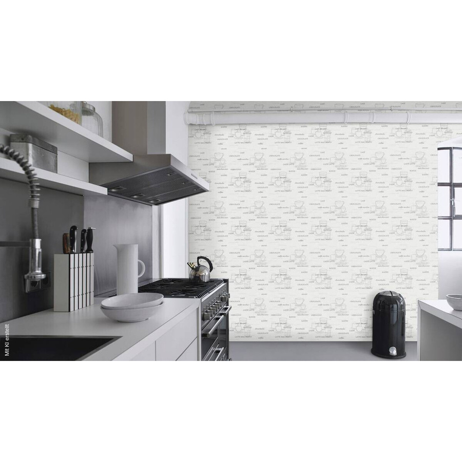Rasch Vliestapete Kaffee in Weiß und Silber mit glänzendem Design, B: 53 cm, L: 1005 cm - Bild 2