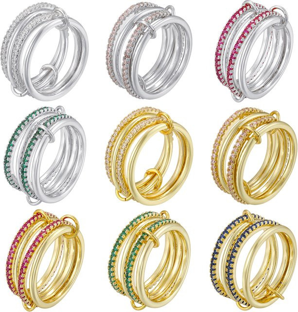 ZHUKOU Ring Kupfer, Zirkonia, Gold, Unisex - Bild 1