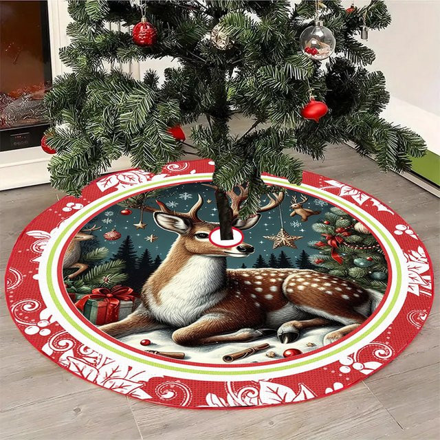 VIKAMA Weihnachtsbaum Rock mit Vintage Hirsch Motiv in Multicolour - Bild 1
