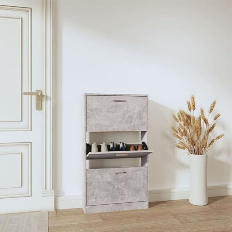 Modernes Schuhschrank aus Holzwerkstoff von vidaxl in Grau, B/T/H: 59 x 17 x 108 cm - Bild 1