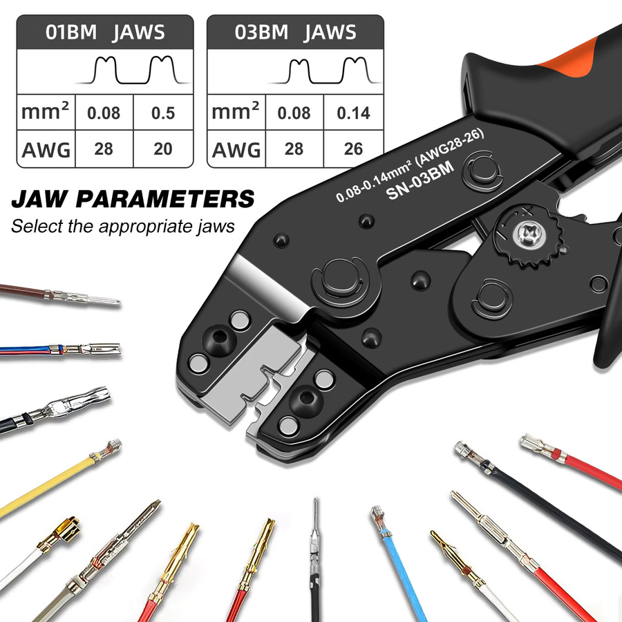 ACOONY Crimpzange Micro Pin Connector Crimper für JST XH PH SH Molex KK D-Sub Terminals AWG 28-20/28-26 in Schwarz - Bild 2